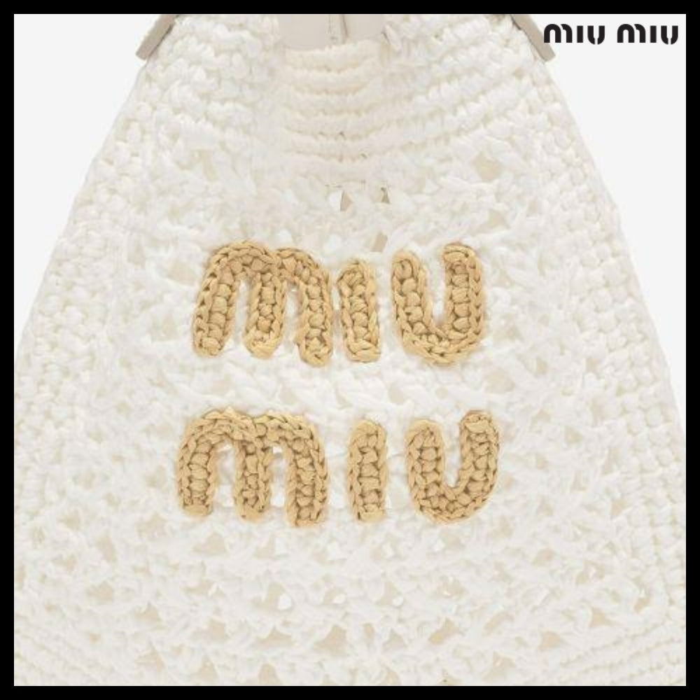 【MiuMiu】Mini Woven Fabric Drawstring Tote Bag