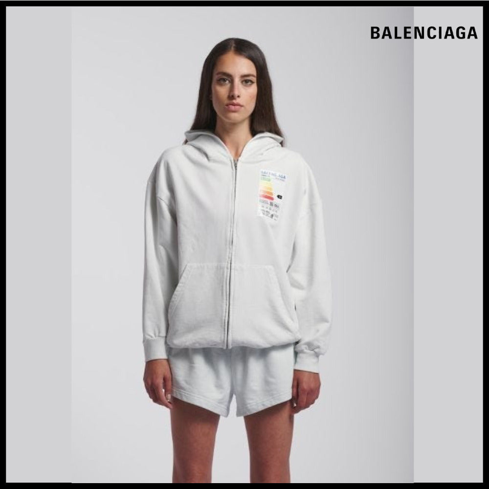 【BALENCIAGA】White Sweatshirt Energy Logo Patch Small Fit