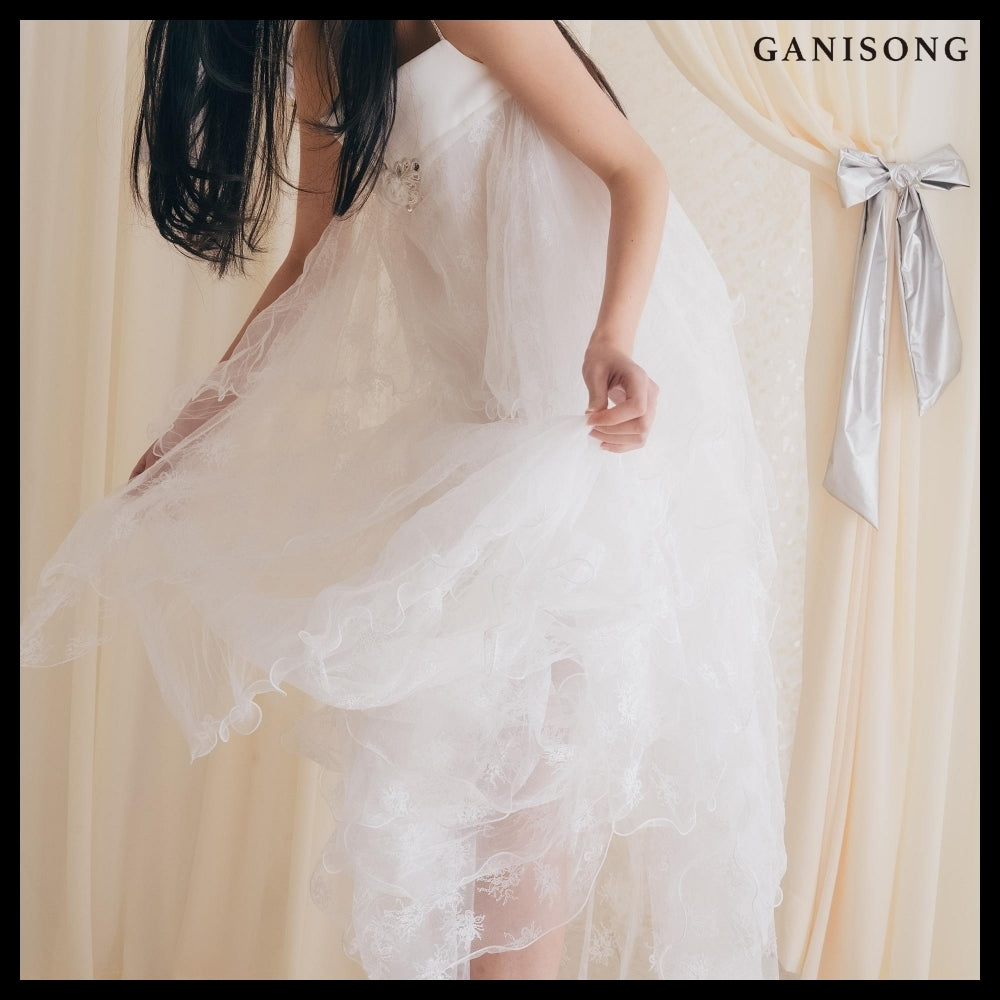 【GANISONG】Bridal Wave To Moon Dress White