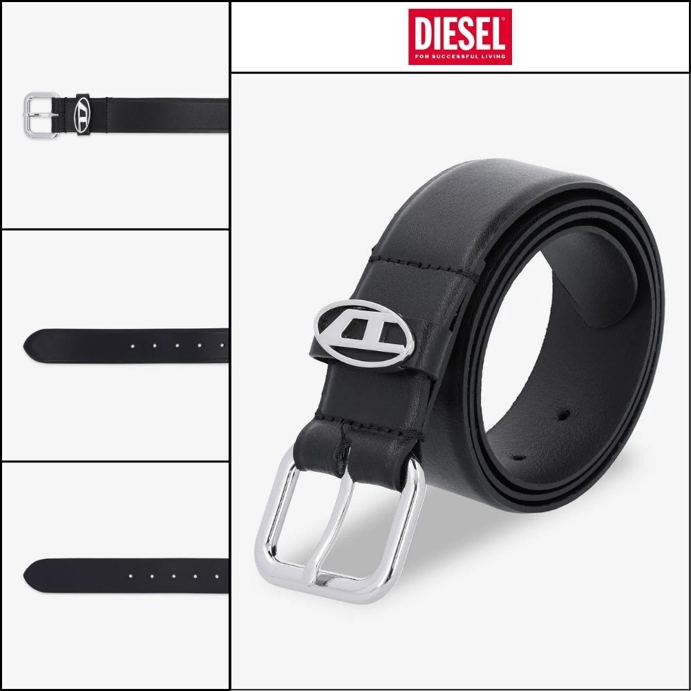 【DIESEL】Oval D Logo B 1DR Belt Black