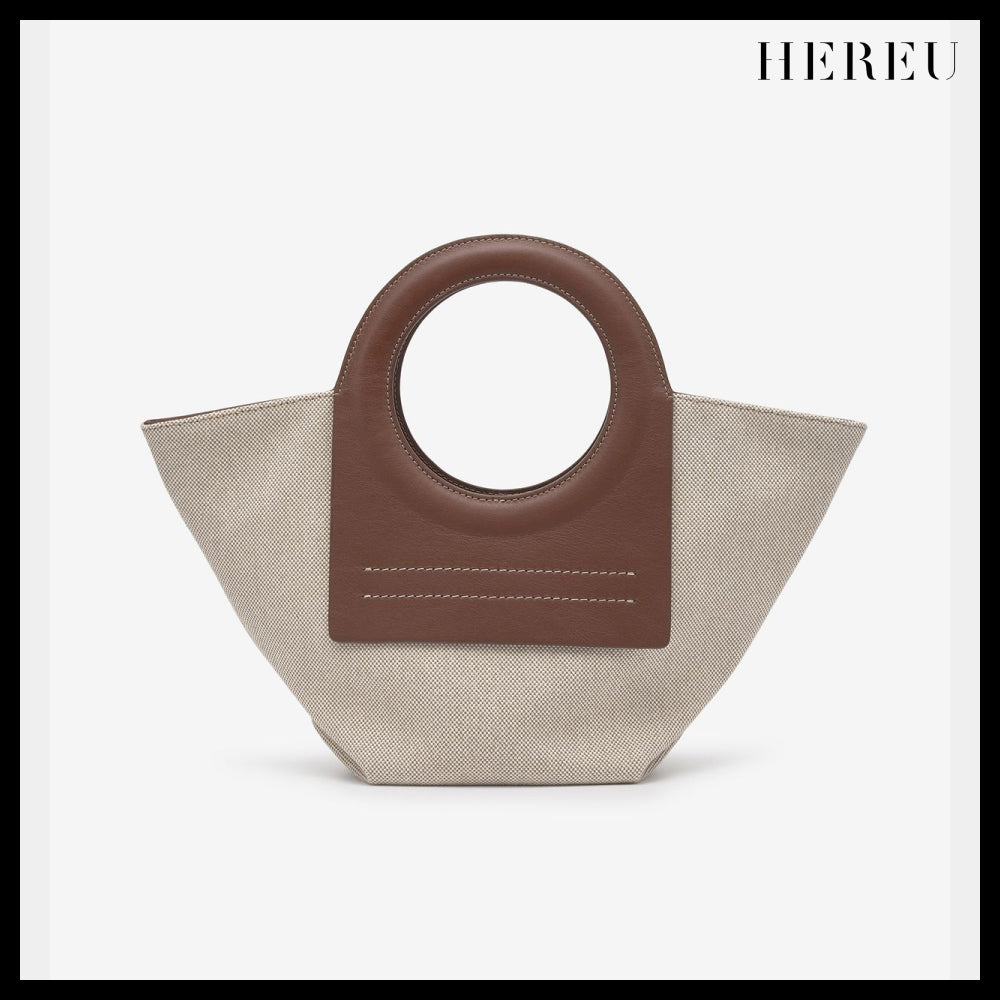 【HEREU】ミニ カラ トートバッグ ベージュ チェスナット