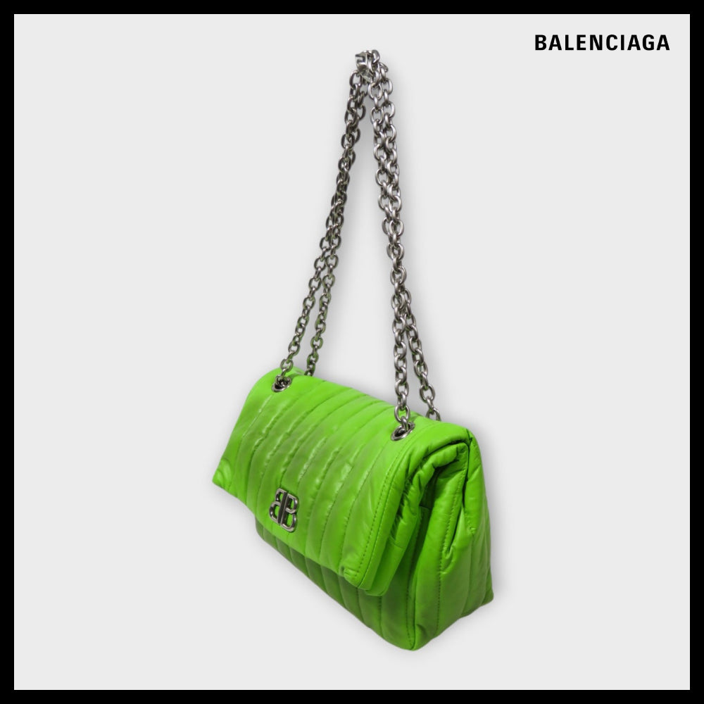 【BALENCIAGA】Monaco Chain Bag S Apple Green