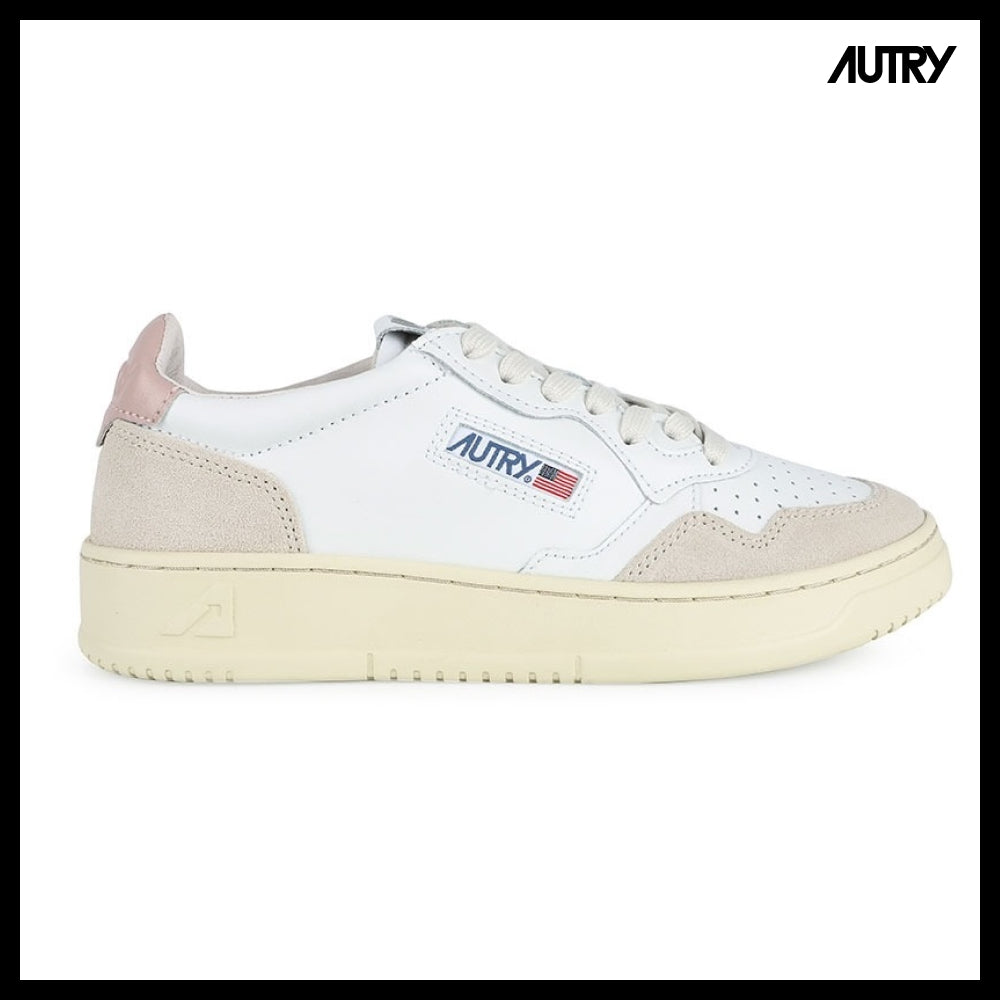 【AUTRY】Medalist Leather Suede Low Top Pink Tab