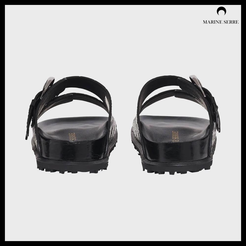 【MARINE SERRE】Women's MOONOGRAM EMBOSSED LEATHER MS SLIDE
