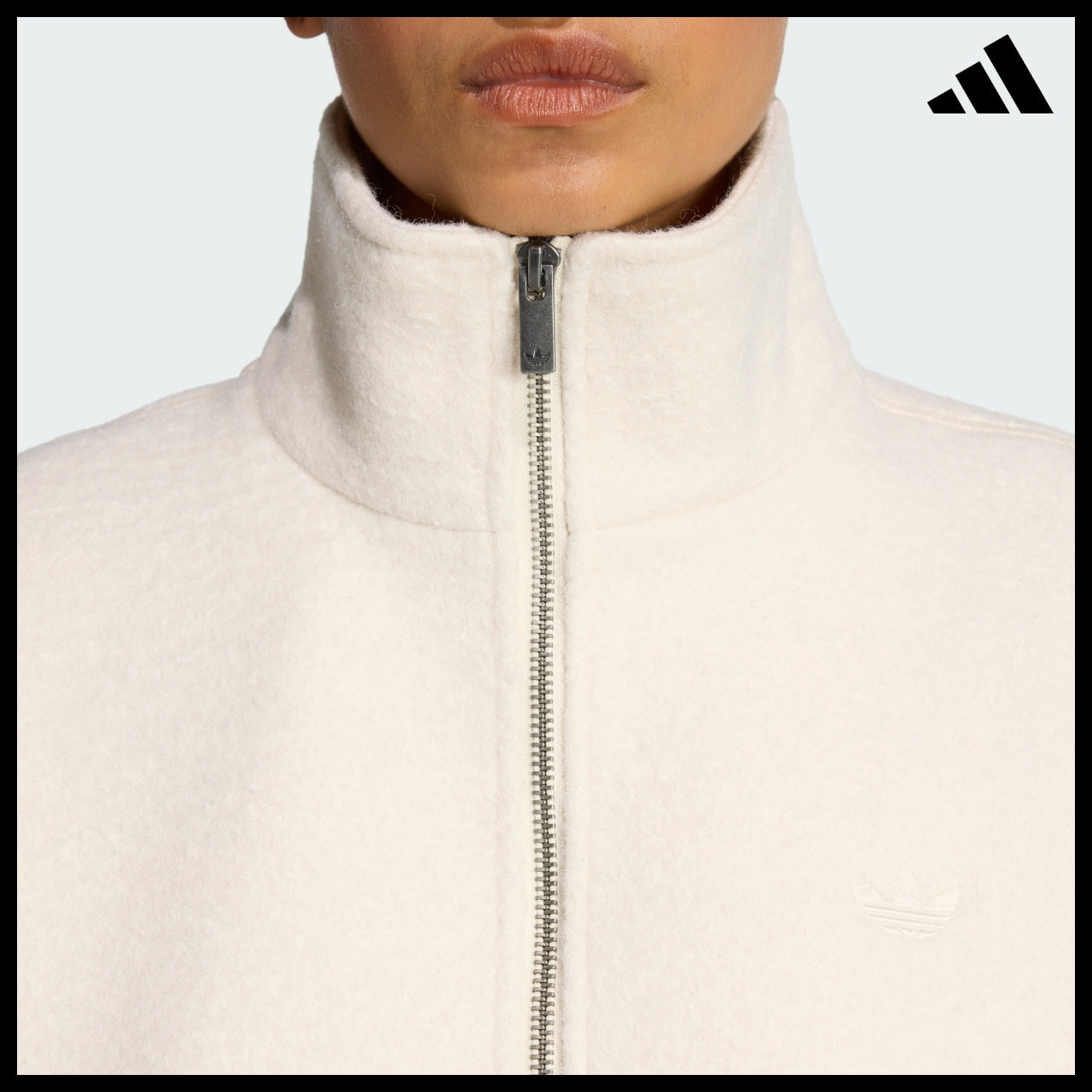 【ADIDAS】Fleece Wonder White Full Zip Jacket Fleece Jacket
