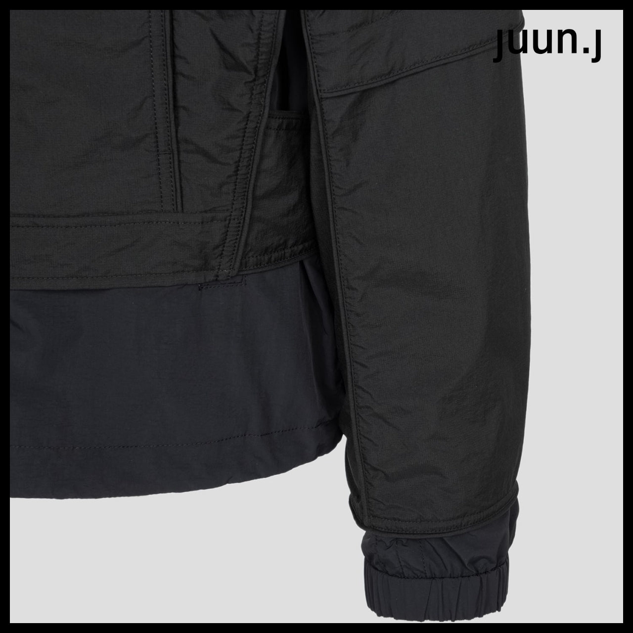 【JUUN.J】Ripstop Layered Puckering Jumper Black