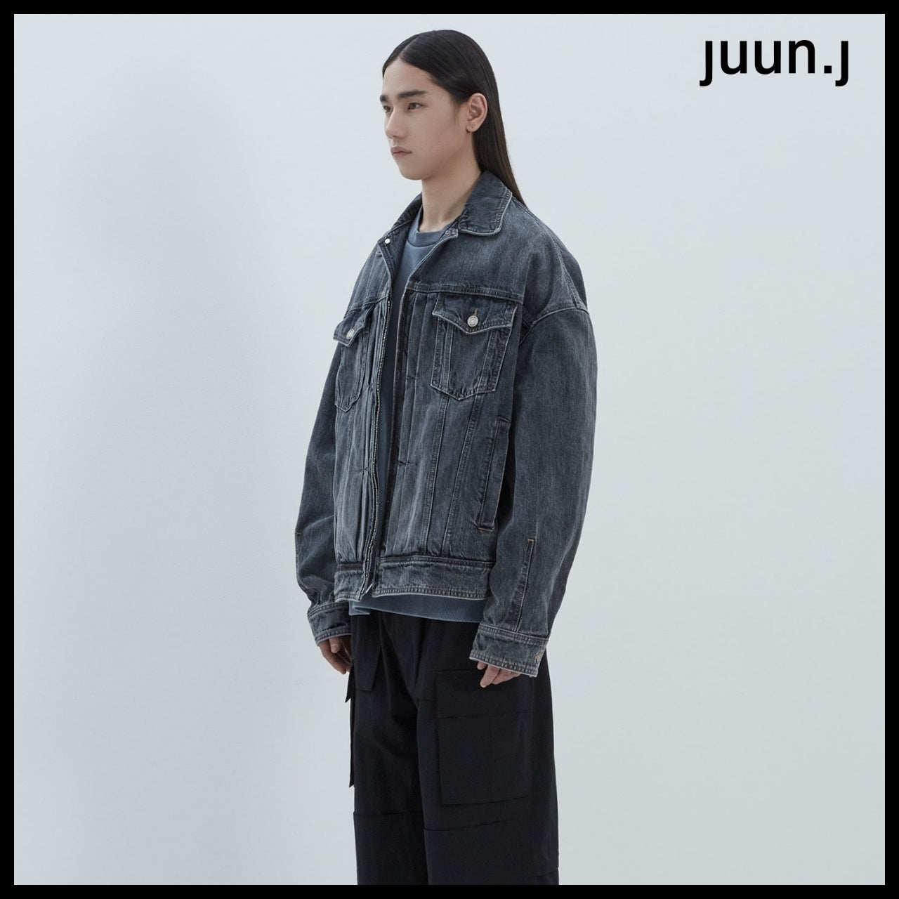 【JUUN.J】CORE Denim Zipper Detail Trucker Ash