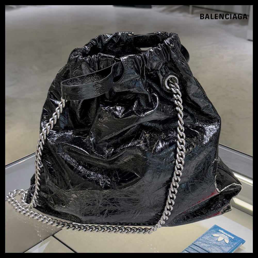 【BALENCIAGA】Crush Tote Bag M Black