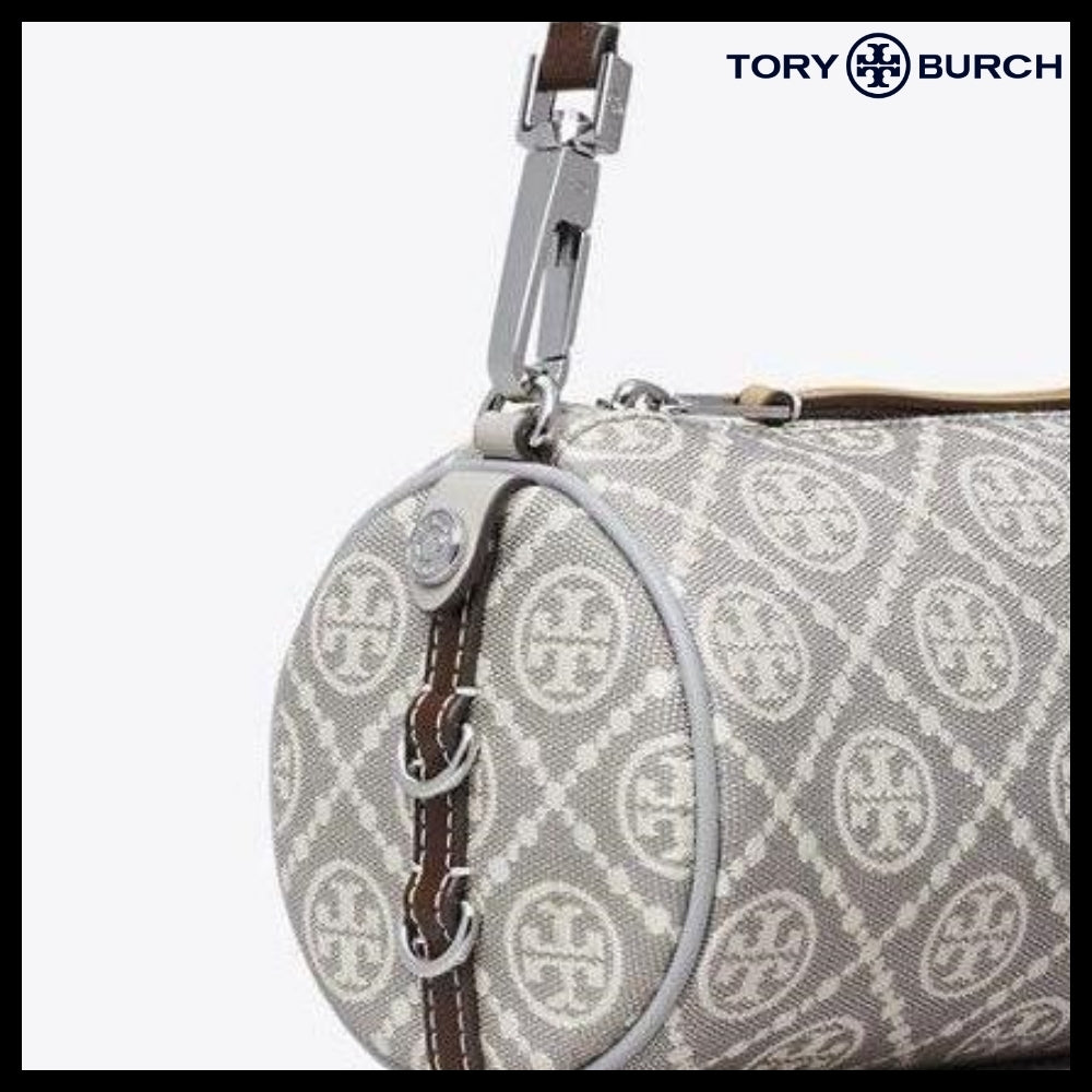 【Tory Burch】T Monogram Utility Cylinder Bag Gray