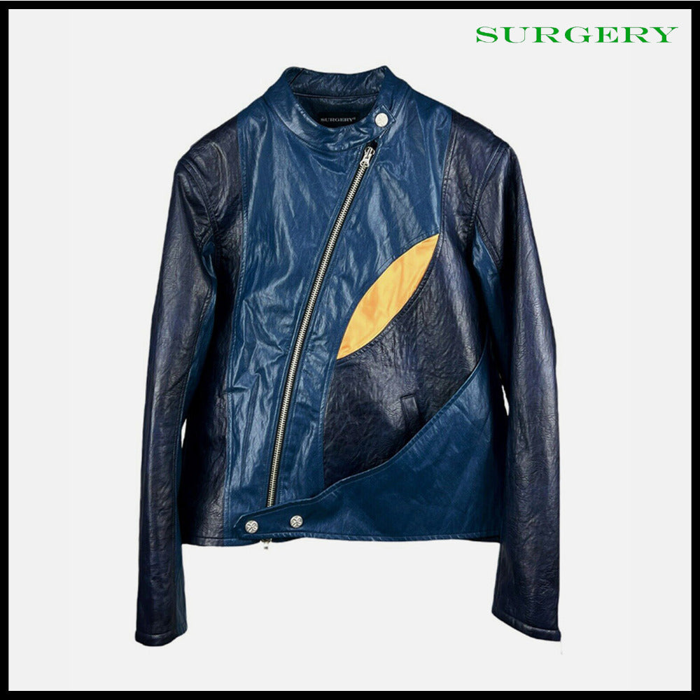 【SURGERY】Curve Layered Rider Jacket Blue