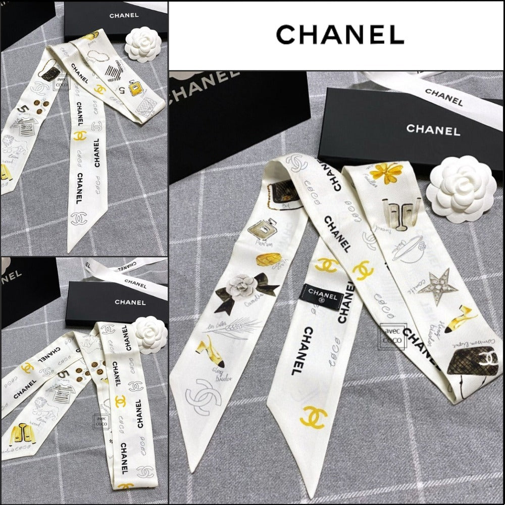 【CHANEL】Silk Slim Bandeau Twilly Scarf