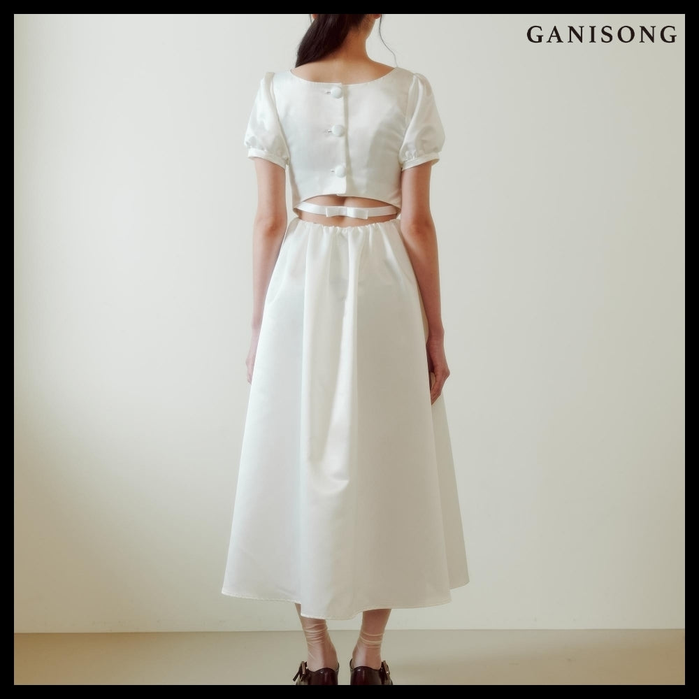 【GANISONG】Bridal Back Open Dress White