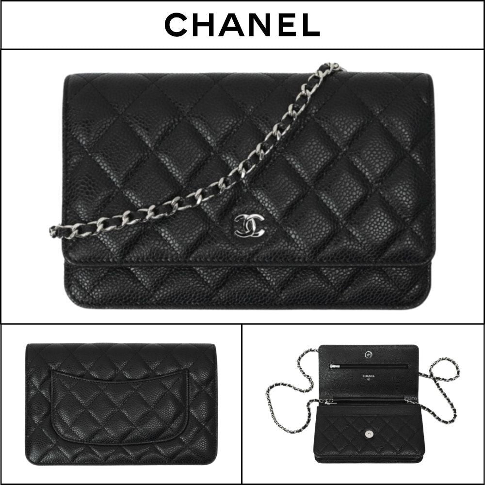 【CHANEL】Classic Wallet On Chain Grained Calfskin