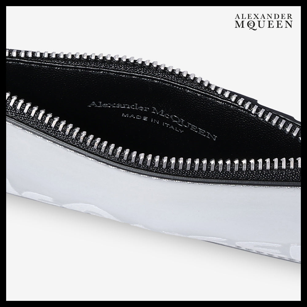 【ALEXANDER MCQUEEN】Zip coin card holder silver