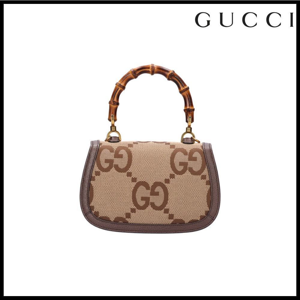 【gucci】Bamboo 1947 Small Python Handbag Leather Fabric