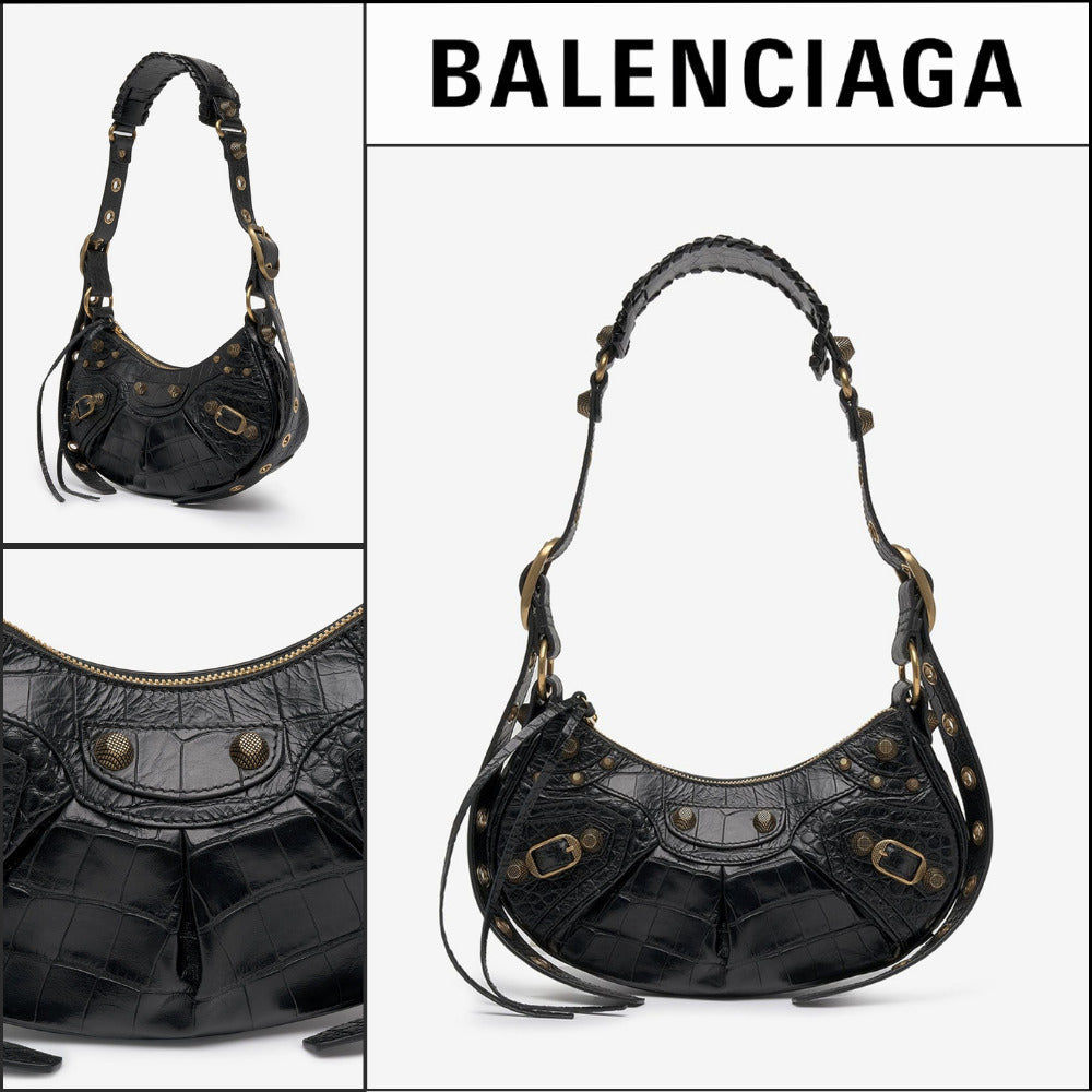 【BALENCIAGA】Le Cagole XS Shoulder Bag Crocodile Embossed