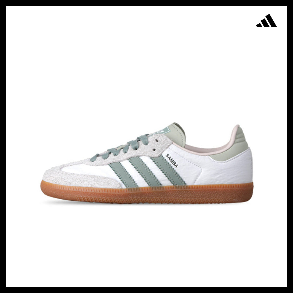 【adidas】Samba OG Cloud White Silver Green Sneakers