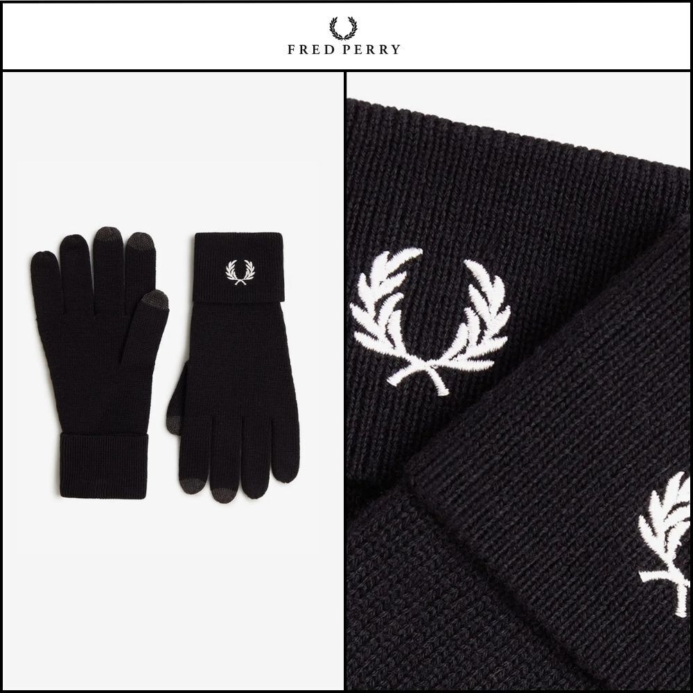 【FRED PERRY】Gift Box Classic Wool Gloves Black/Snow White