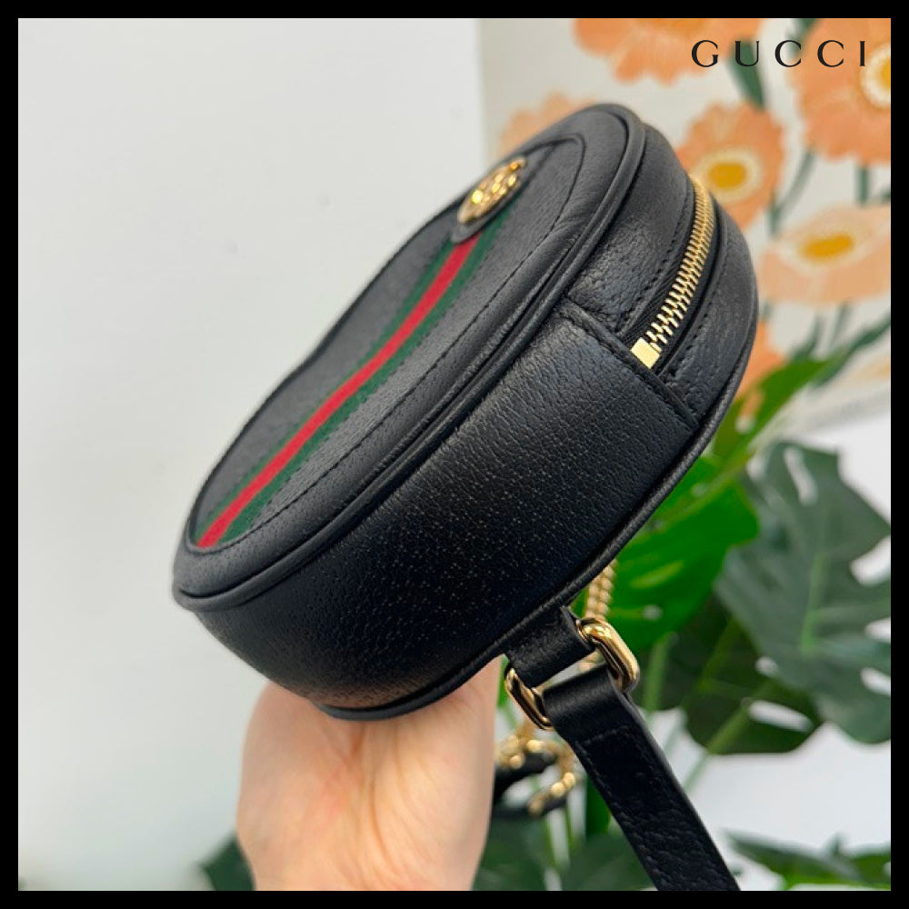 【GUCCI】Ophidia Web Round Mini Chain Backpack Black