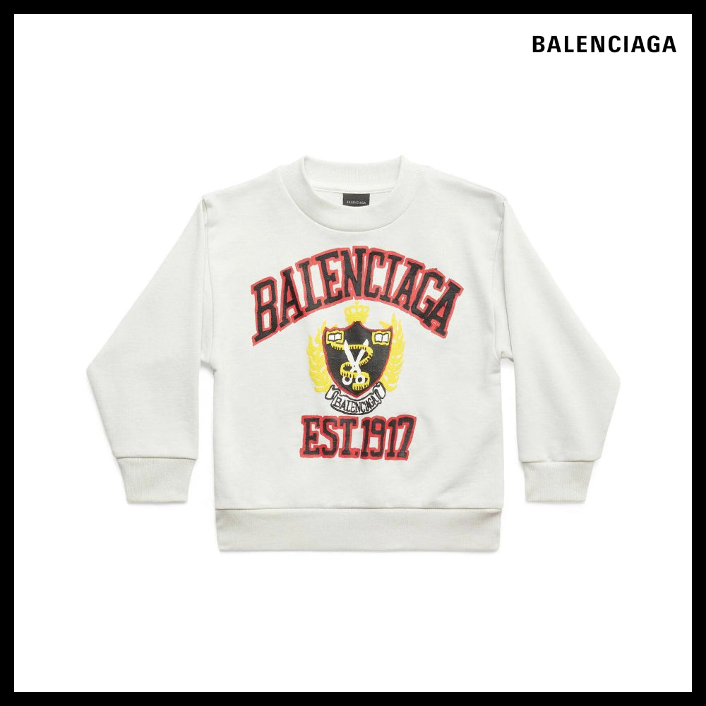 【BALENCIAGA】Kids DIY College Sweatshirt White