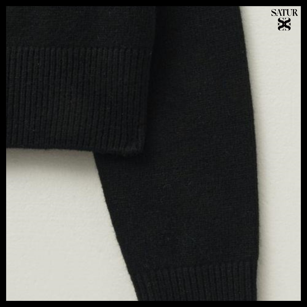 【SATUR】Women's Signature Logo Cashmere Blend Knit Zip-Up