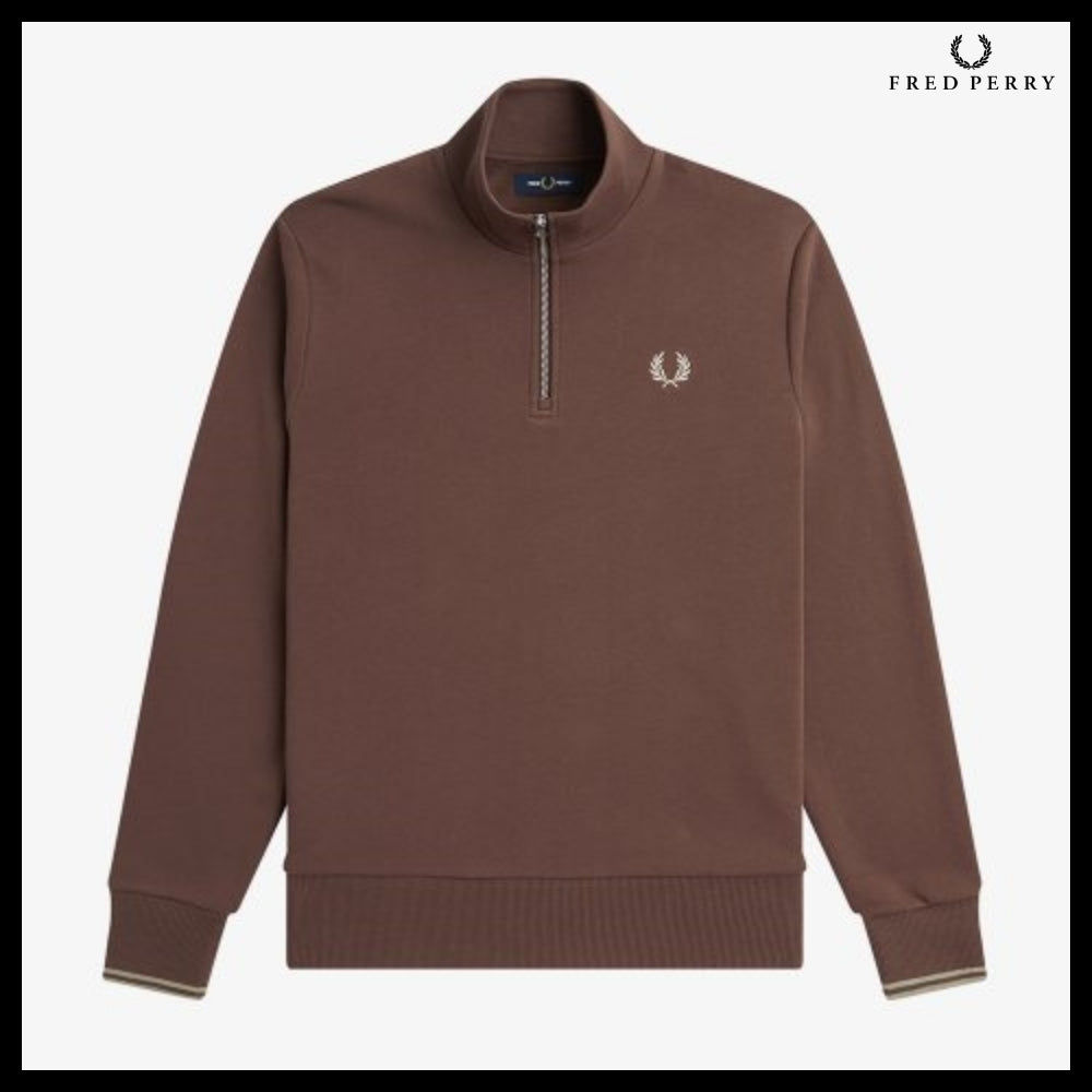 【FRED PERRY】Baseline Half Zip Sweatshirt U85 C Road Brick