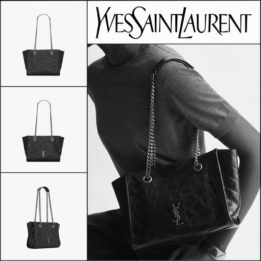 【Saint Laurent】Vintage Leather Small Tote Shoulder Bag