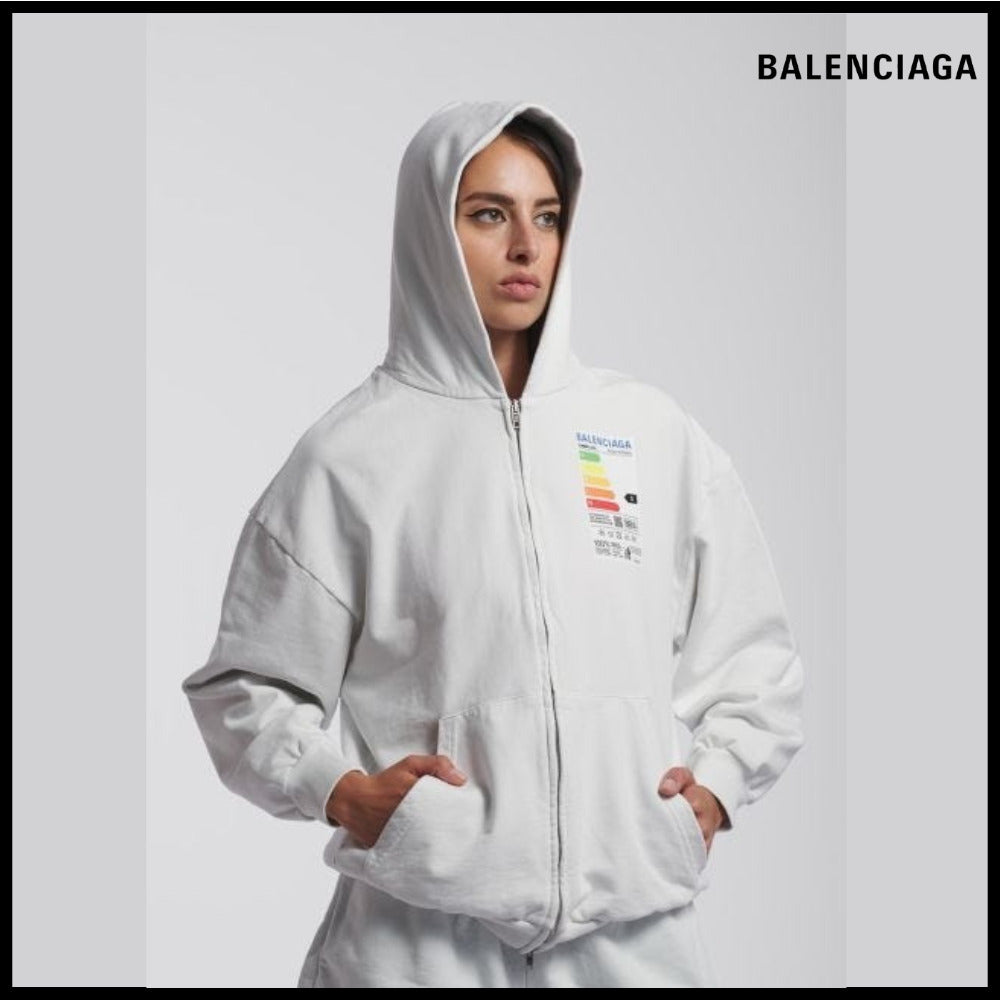 【BALENCIAGA】White Sweatshirt Energy Logo Patch Small Fit