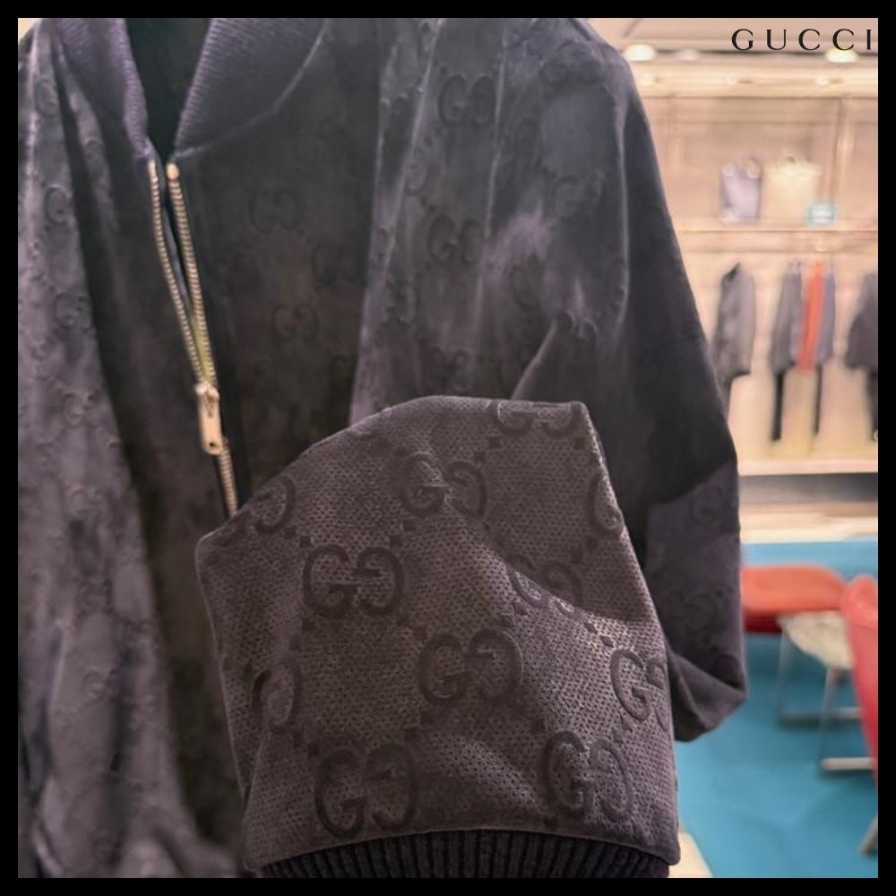 【GUCCI】GG Viscose Suede Bomber Jacket Royale