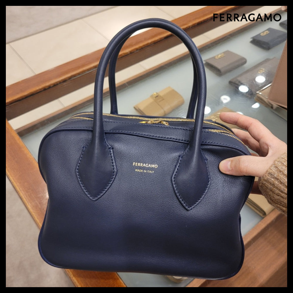 【Ferragamo】Gancini STAR TH tote bag midnight