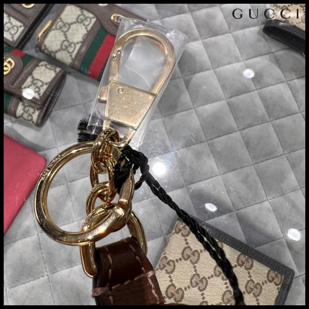 【GUCCI】AirTag Holder Key Ring Beige Ebony