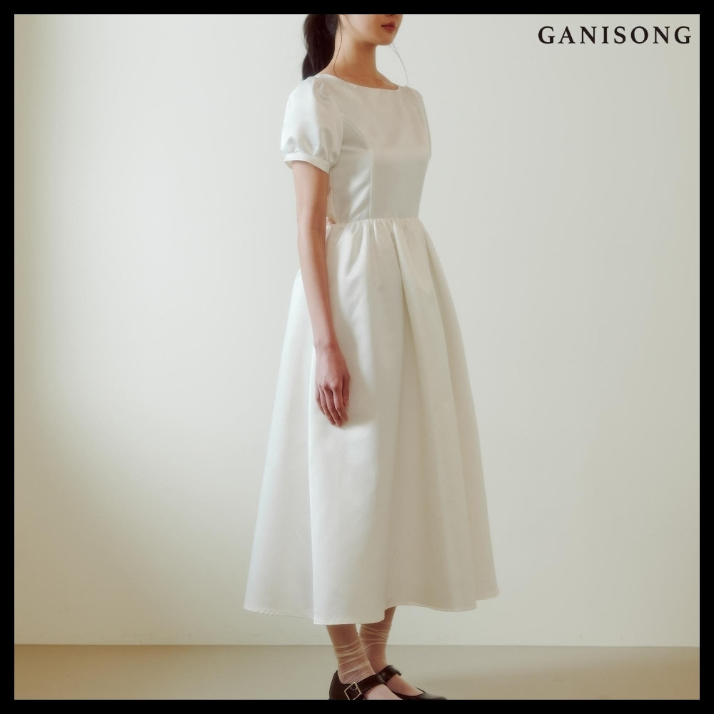 【GANISONG】Bridal Back Open Dress White