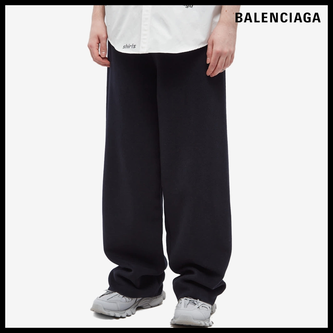 【BALENCIAGA】Elastic Waist Pants Navy