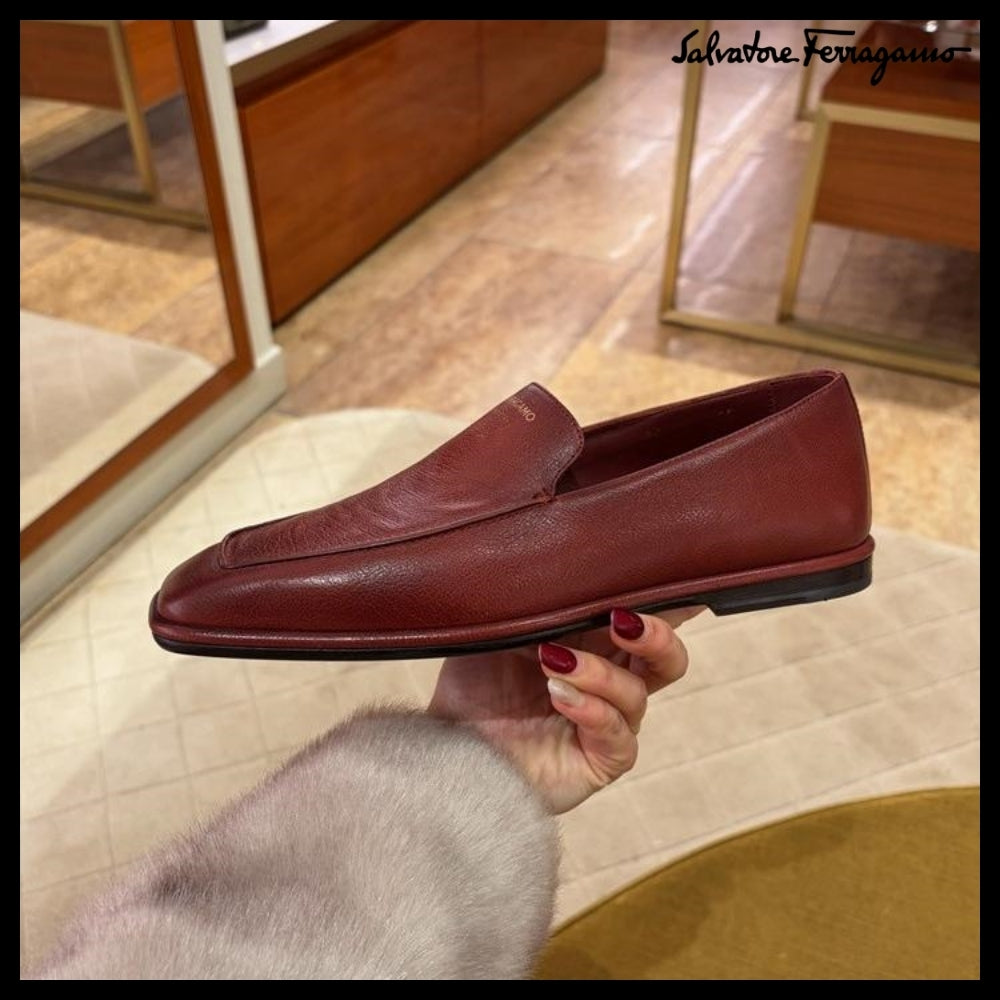 【FERRAGAMO】BRAIN LOGO MOCCASIN LOAFERS BURGUNDY