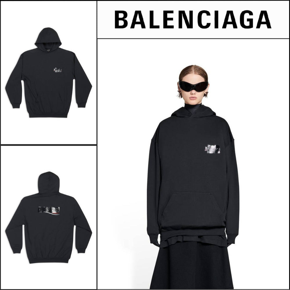 【BALENCIAGA】Black Gaffer Hoodie Medium Fit