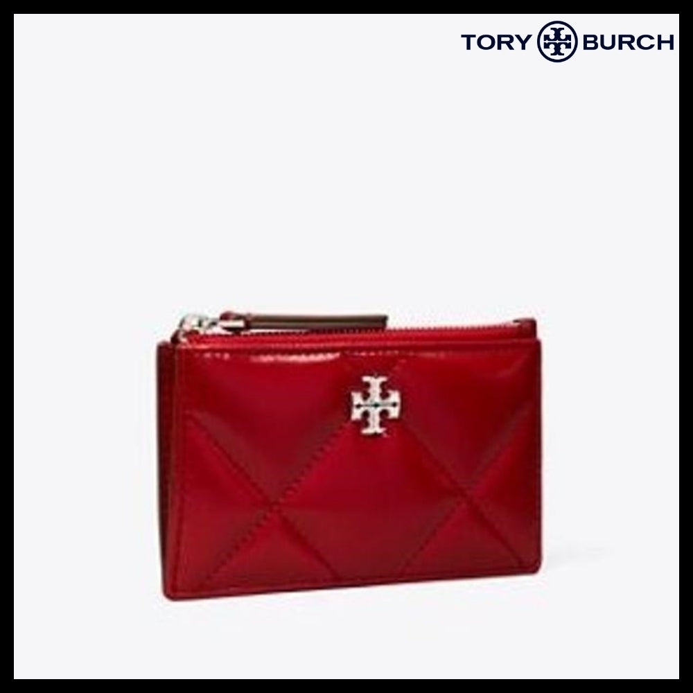 【Tory Burch】Kira Diamond Quilt Zip Card Case Red
