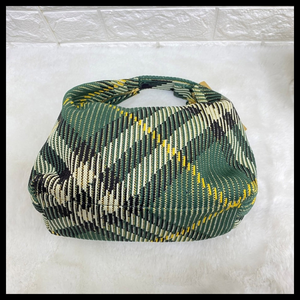 【Burberry】Knit Check Mini Peg Duffle Bag Ivy