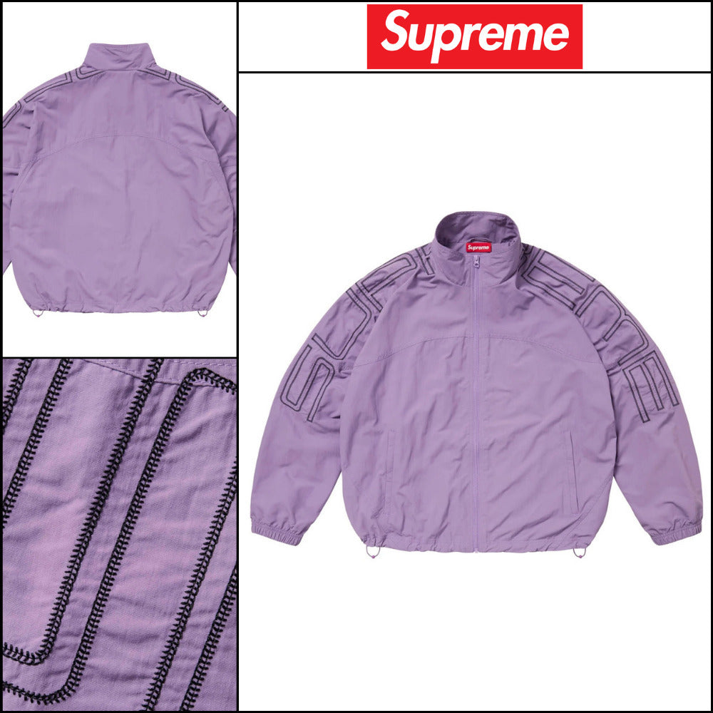 【Supreme】Spellout Embroidered Track Jacket Purple 25SS