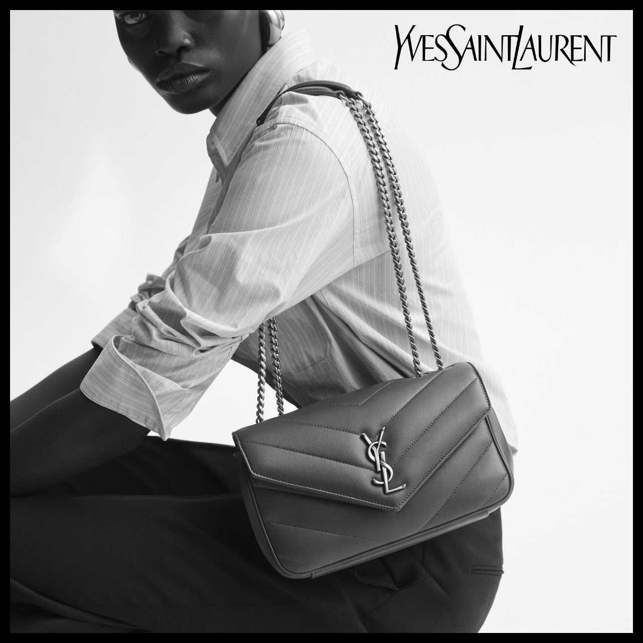 【Saint Laurent】MATELASS Python Leather LOULOU Small Bag