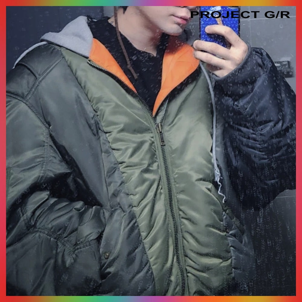 【PROJECT G/R】 UNBALANCED REWORKED BOMBER JACKET KHAKI