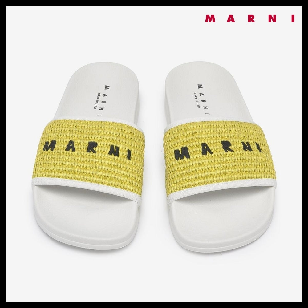 【MARNI】RAFFIA SANDAL GREEN WHITE