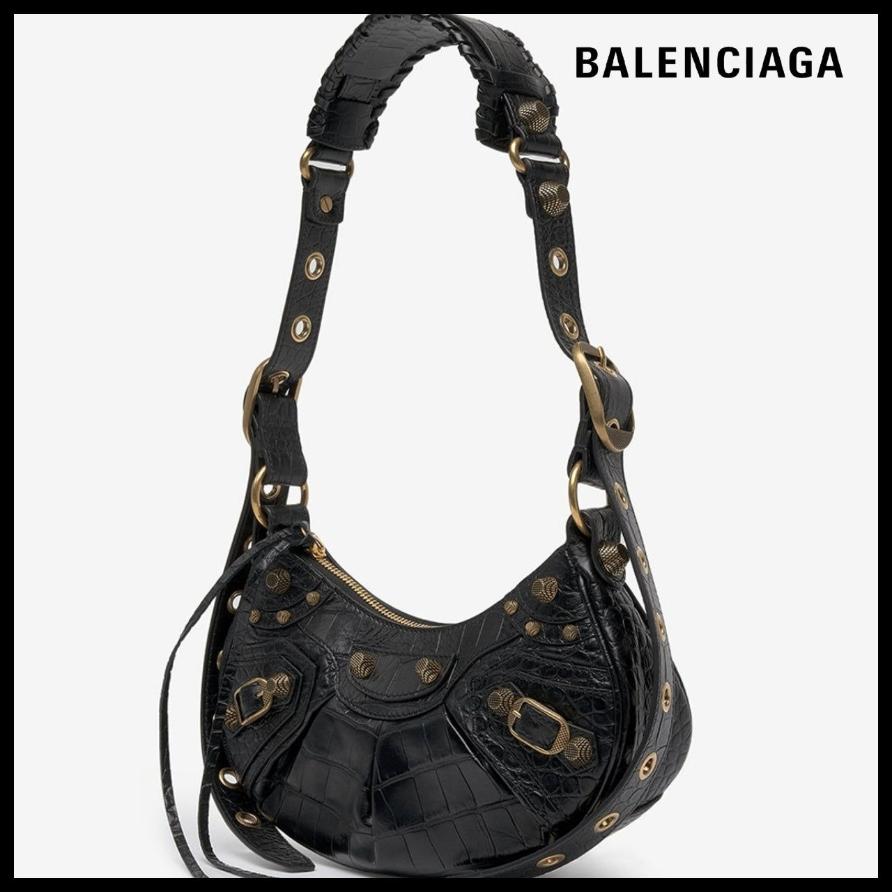 【BALENCIAGA】Le Cagole XS Shoulder Bag Crocodile Embossed