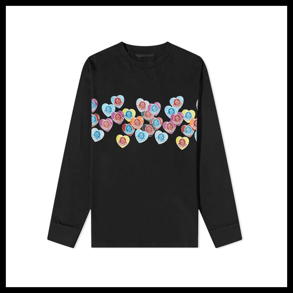【MONCLER】Heart Logo Printed Crewneck Long Sleeve Black Men