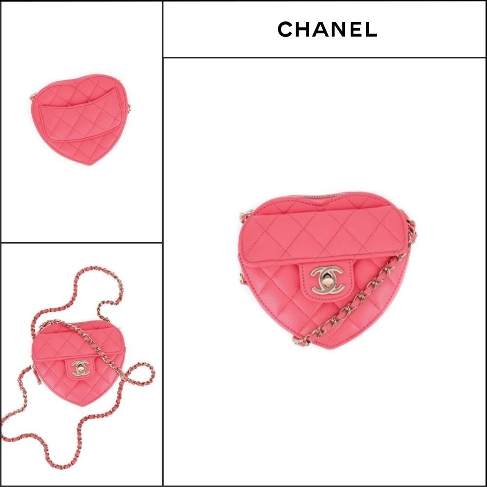 【CHANEL】Heart Bag Small Lambskin Pink with Gold Hardware