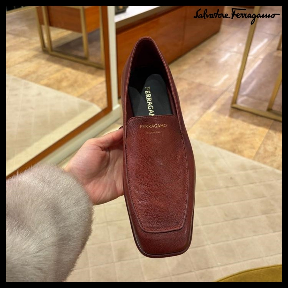 【FERRAGAMO】BRAIN LOGO MOCCASIN LOAFERS BURGUNDY