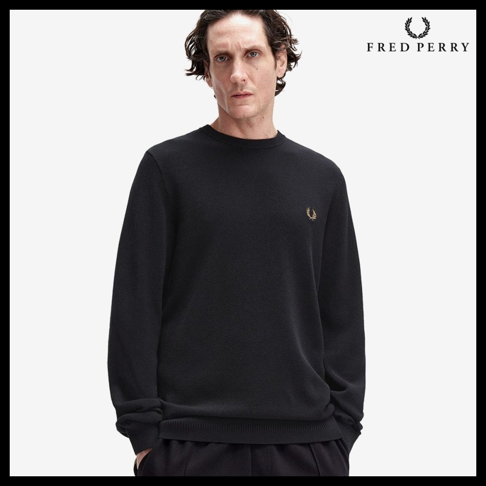 【FRED PERRY】Pique Stitch Knit Black