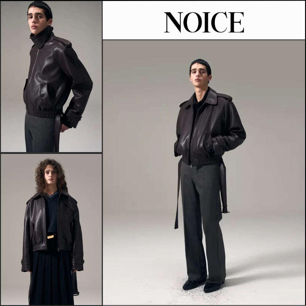 【NOICE】Aviator Faux Leather Blouson Burgundy