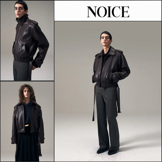【NOICE】Aviator Faux Leather Blouson Burgundy