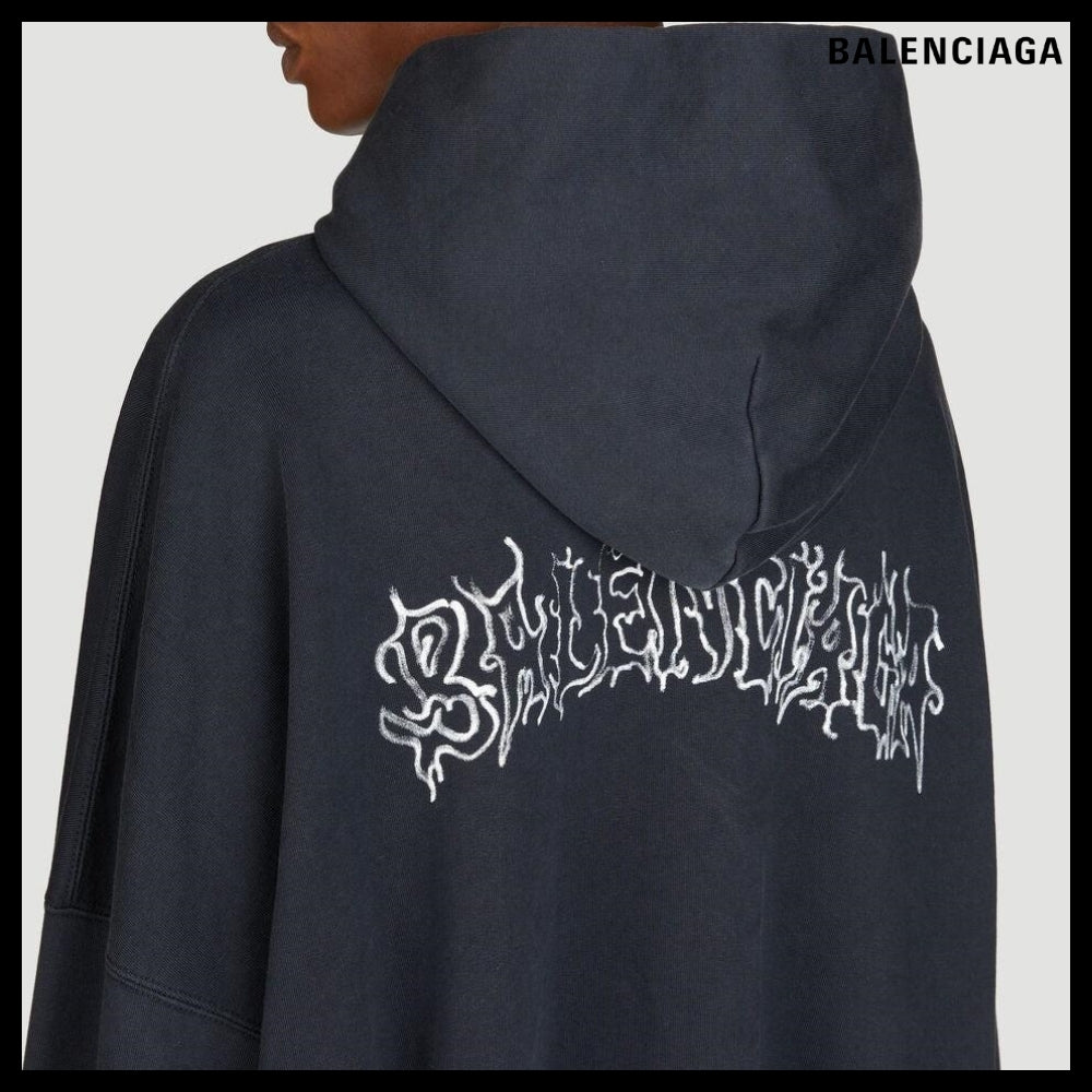 【BALENCIAGA】Darkwave Large Fit Hooded Sweatshirt Black