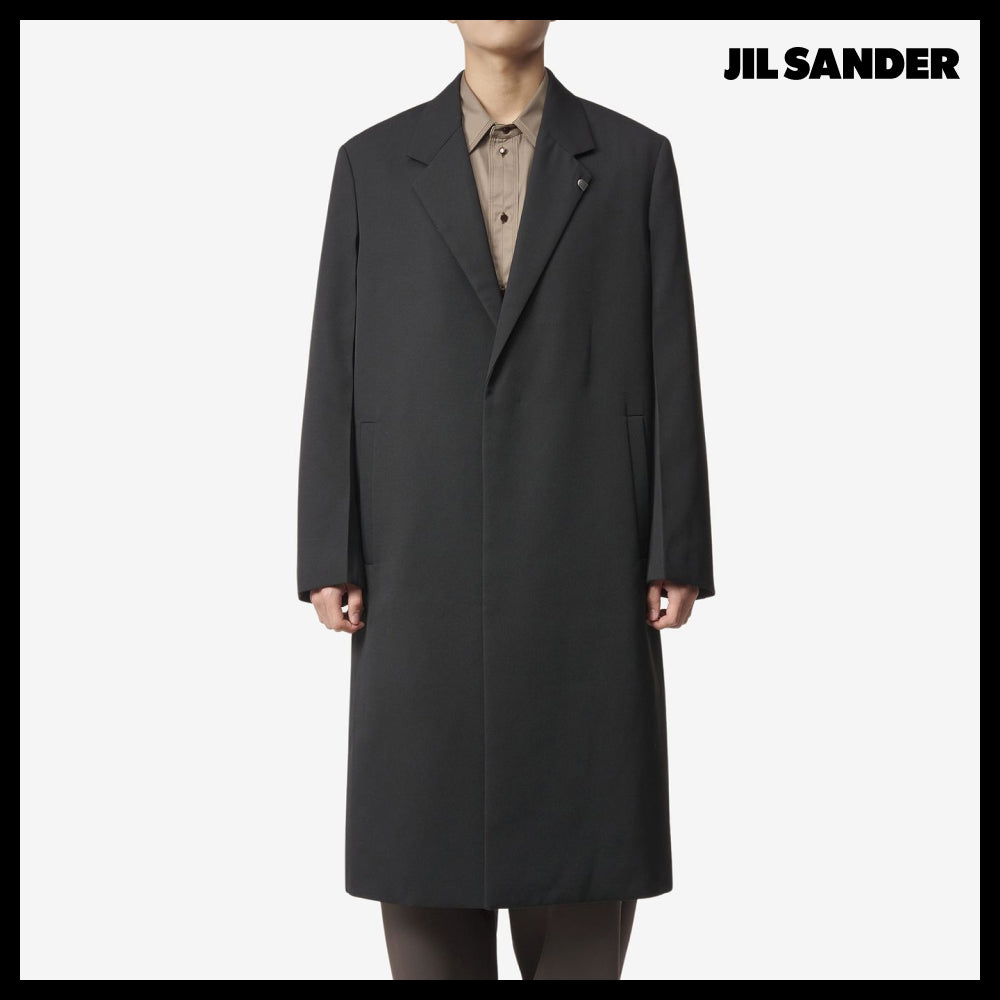 【JIL SANDER】Back slit wool single coat black